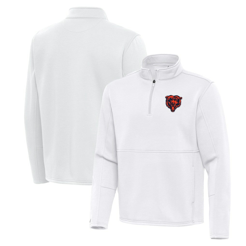 Chicago Bears Antigua Twist Quarter-Zip Pullover Jacket - White Pullover