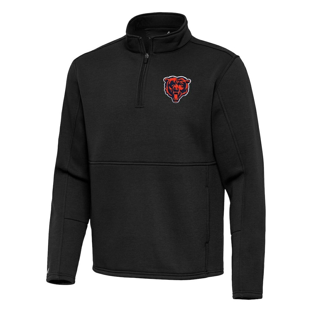 Chicago Bears Antigua Twist Quarter-Zip Pullover Jacket - Black Pullover