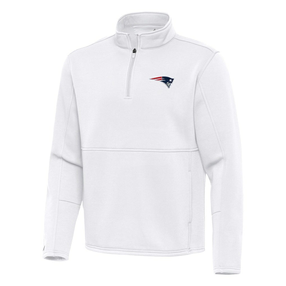 New England Patriots Antigua Twist Quarter-Zip Pullover Jacket - White Pullover