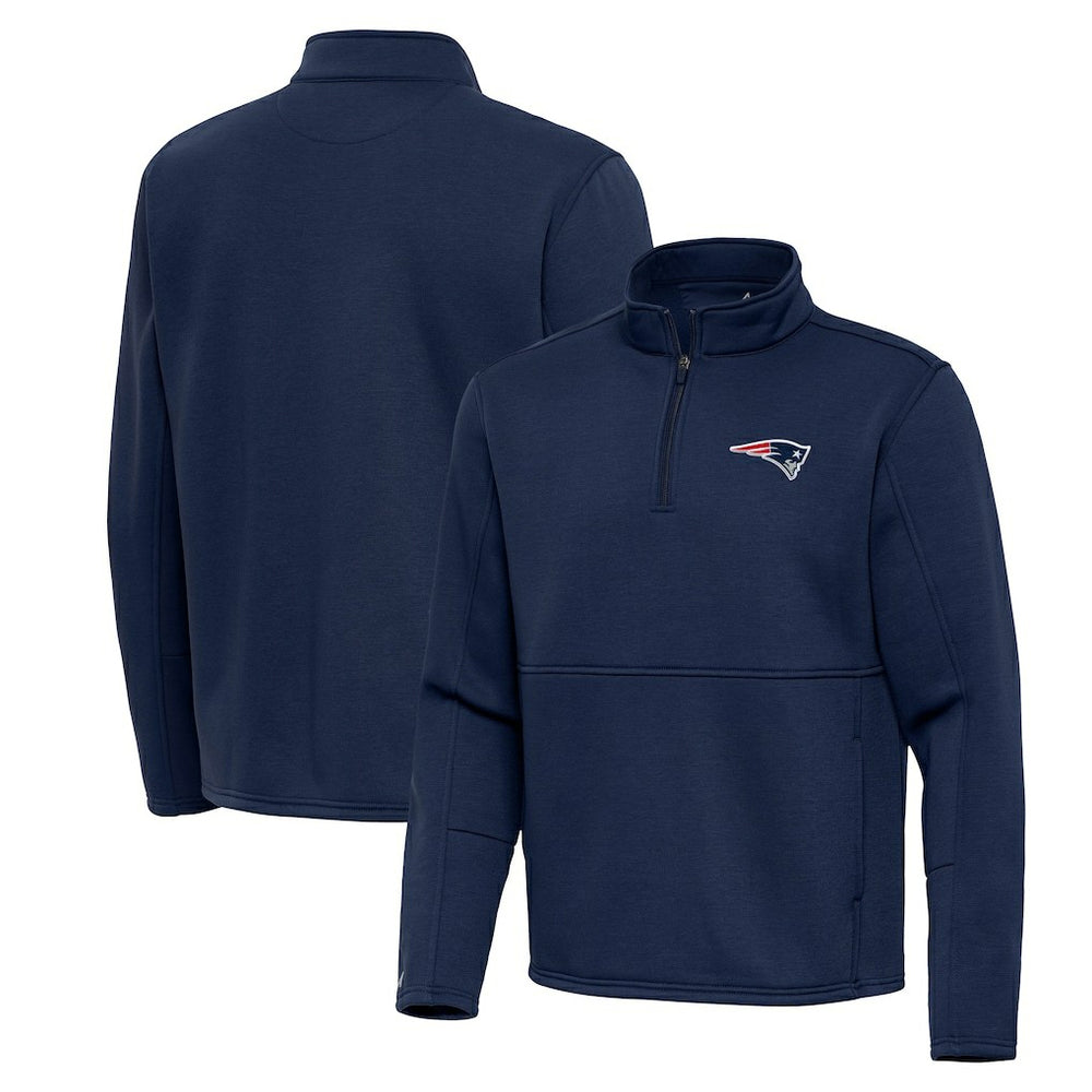 New England Patriots Antigua Twist Quarter-Zip Pullover Jacket - Navy Pullover