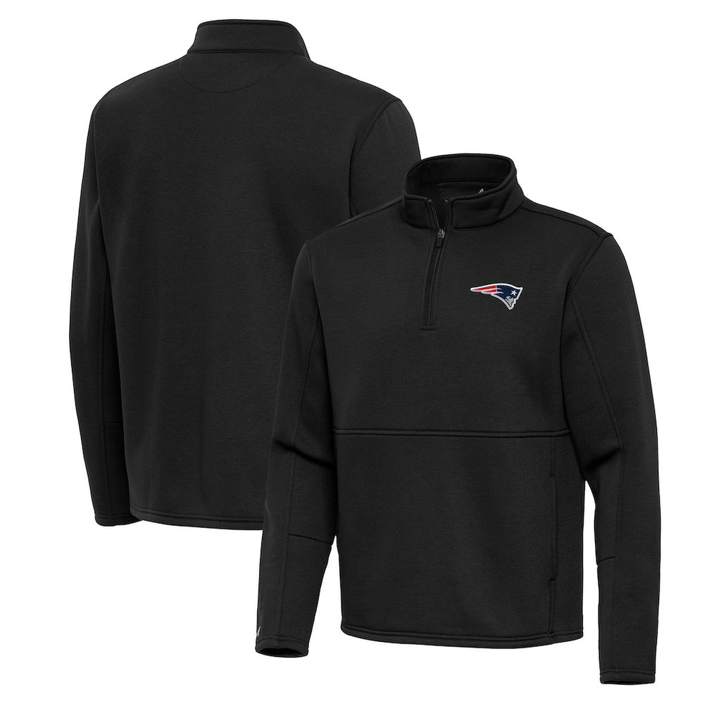New England Patriots Antigua Twist Quarter-Zip Pullover Jacket - Black Pullover