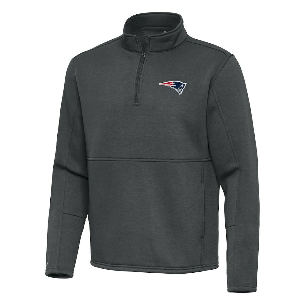 New England Patriots Antigua Twist Quarter-Zip Pullover Jacket - Pewter Pullover