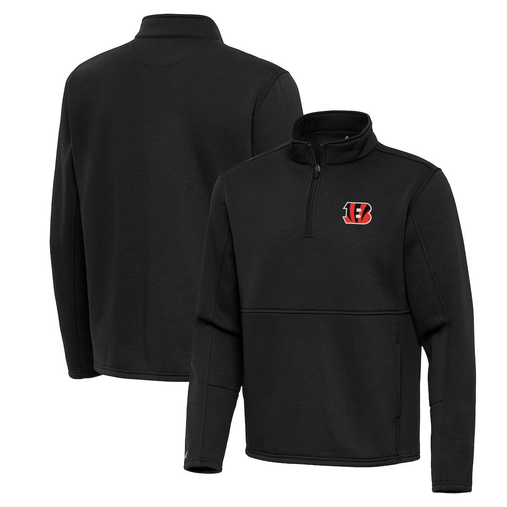 Cincinnati Bengals Antigua Twist Quarter-Zip Pullover Jacket - Black Pullover