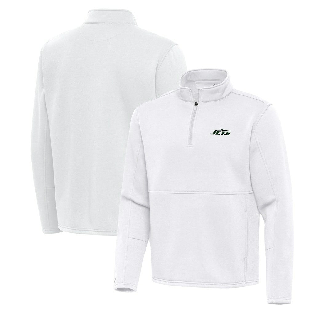 New York Jets Antigua Twist Quarter-Zip Pullover Jacket - White Pullover