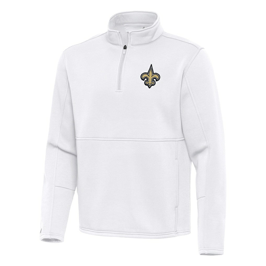 New Orleans Saints Antigua Twist Quarter-Zip Pullover Jacket - White Pullover