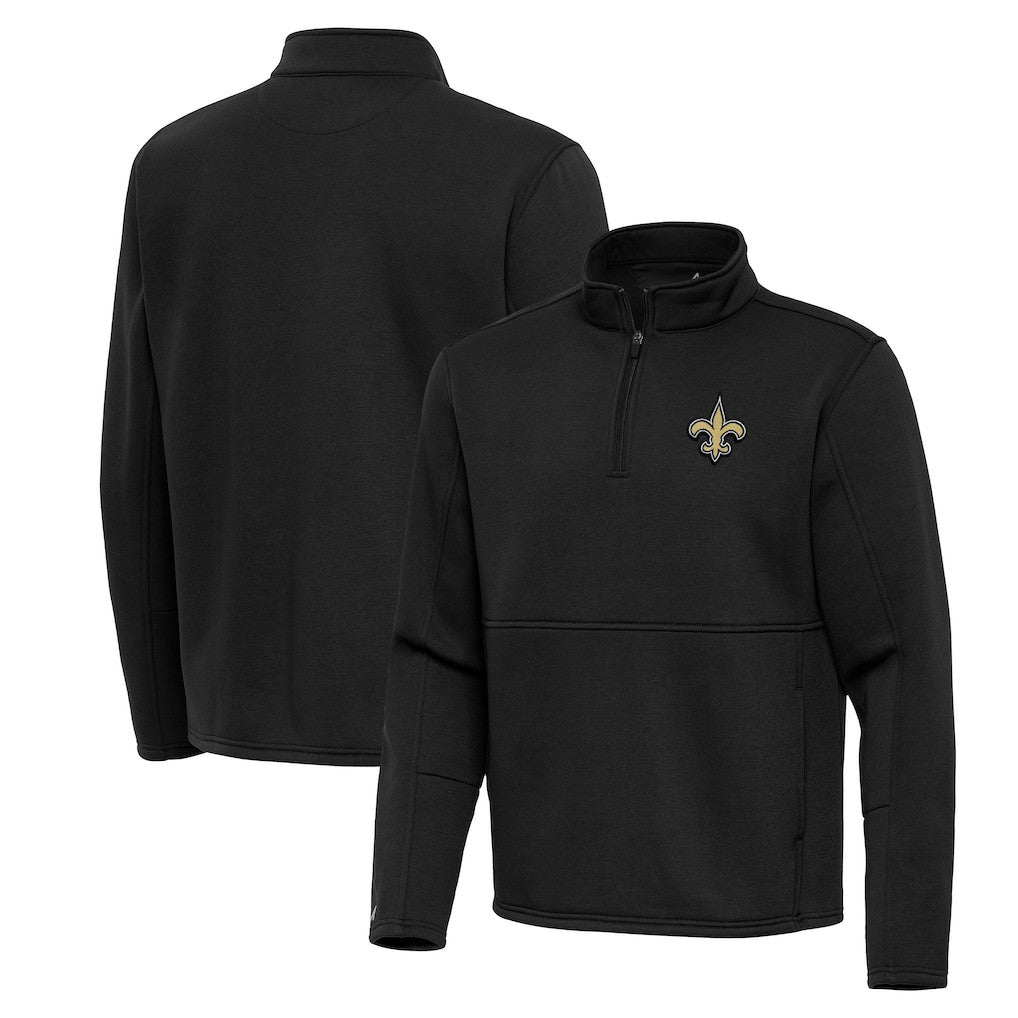 New Orleans Saints Antigua Twist Quarter-Zip Pullover Jacket - Black Pullover