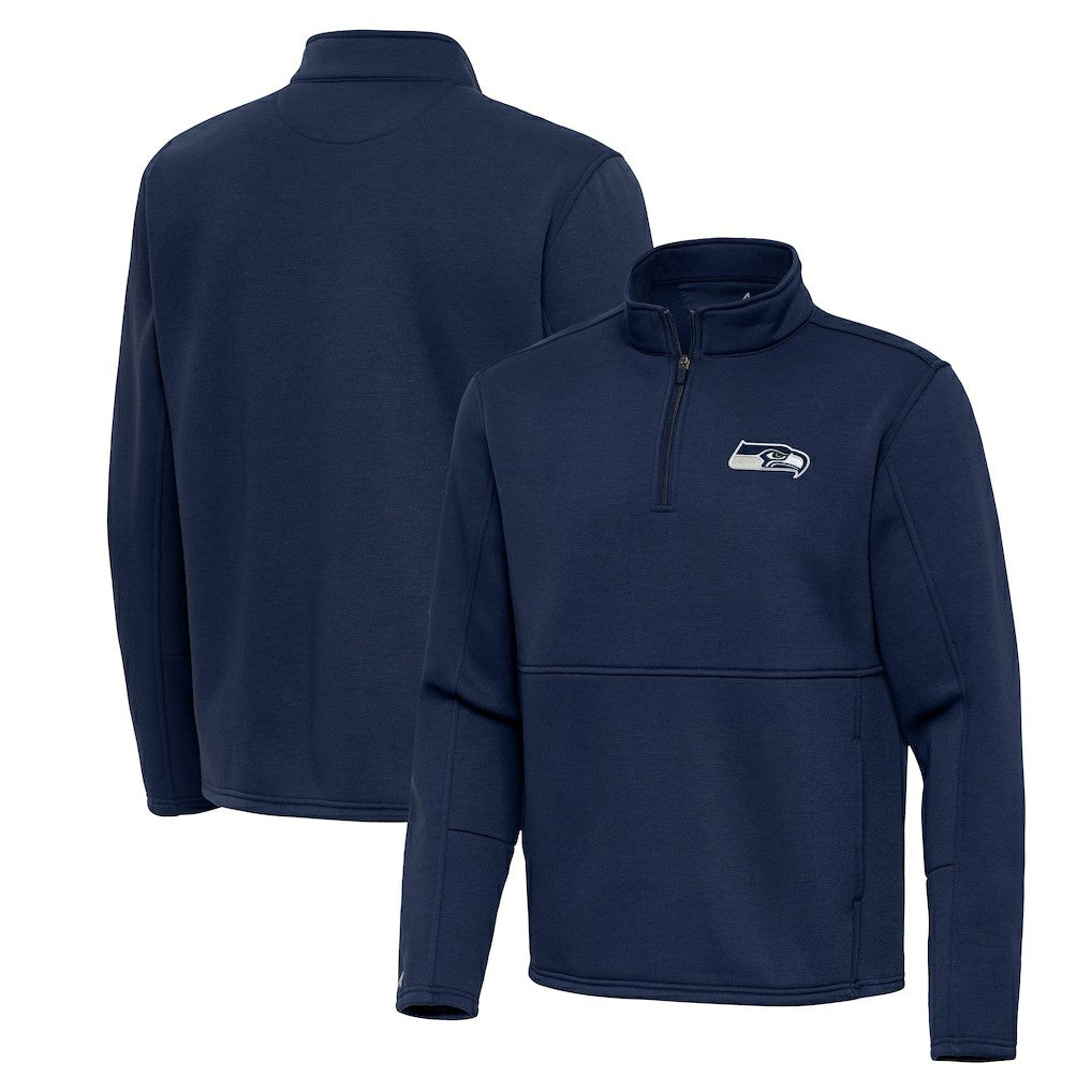 Seattle Seahawks Antigua Twist Quarter-Zip Pullover Jacket - Navy Pullover