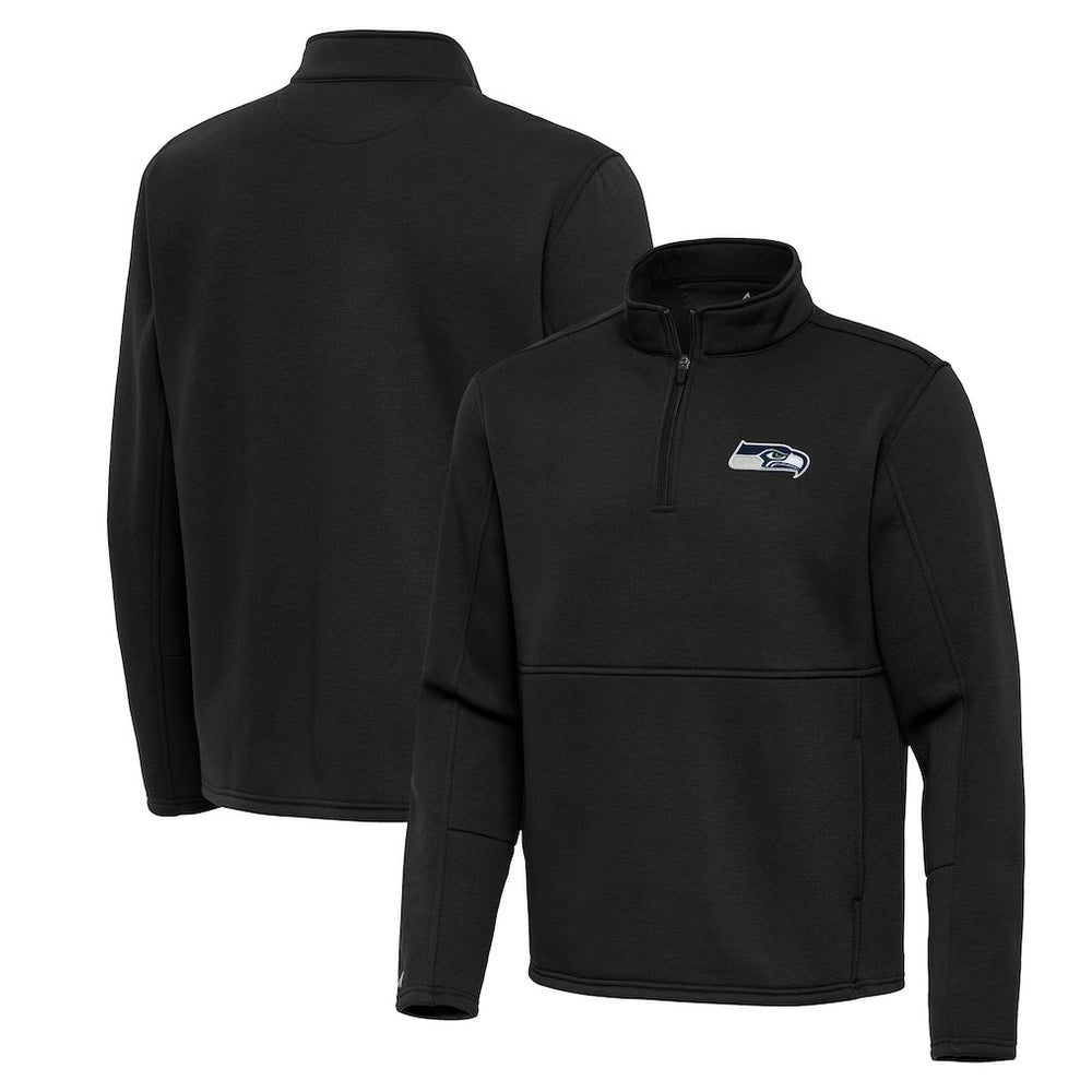Seattle Seahawks Antigua Twist Quarter-Zip Pullover Jacket - Black Pullover