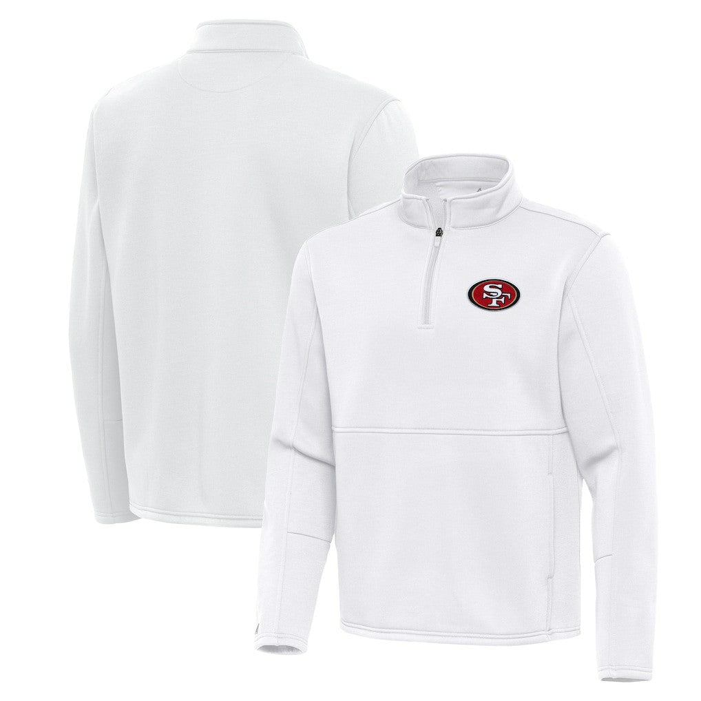 San Francisco 49ers Antigua Twist Quarter-Zip Pullover Jacket - White Pullover