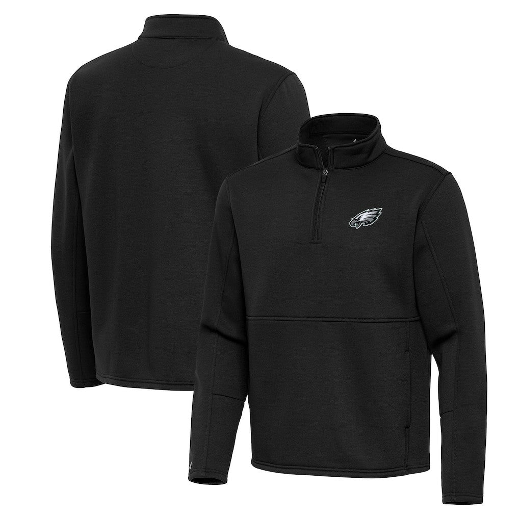 Philadelphia Eagles Antigua Twist Quarter-Zip Pullover Jacket - Black Pullover