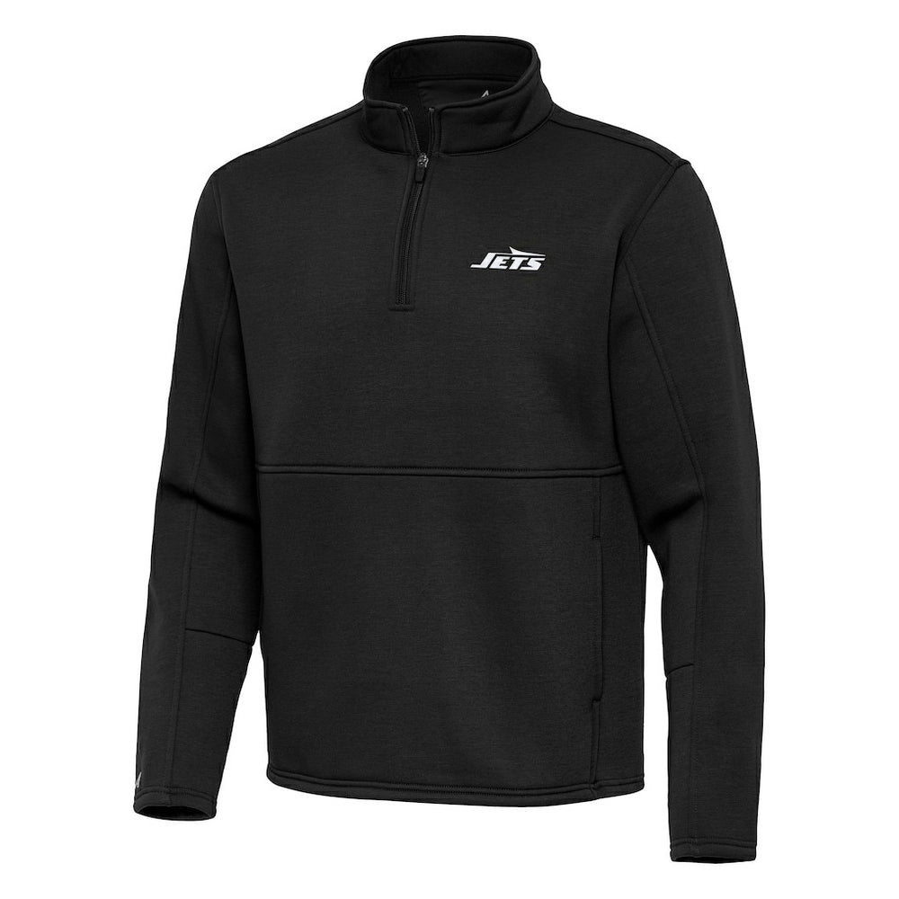 New York Jets Antigua Twist Quarter-Zip Pullover Jacket - Black Pullover