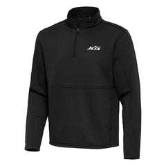 New York Jets Antigua Twist Quarter-Zip Pullover Jacket - Black Pullover