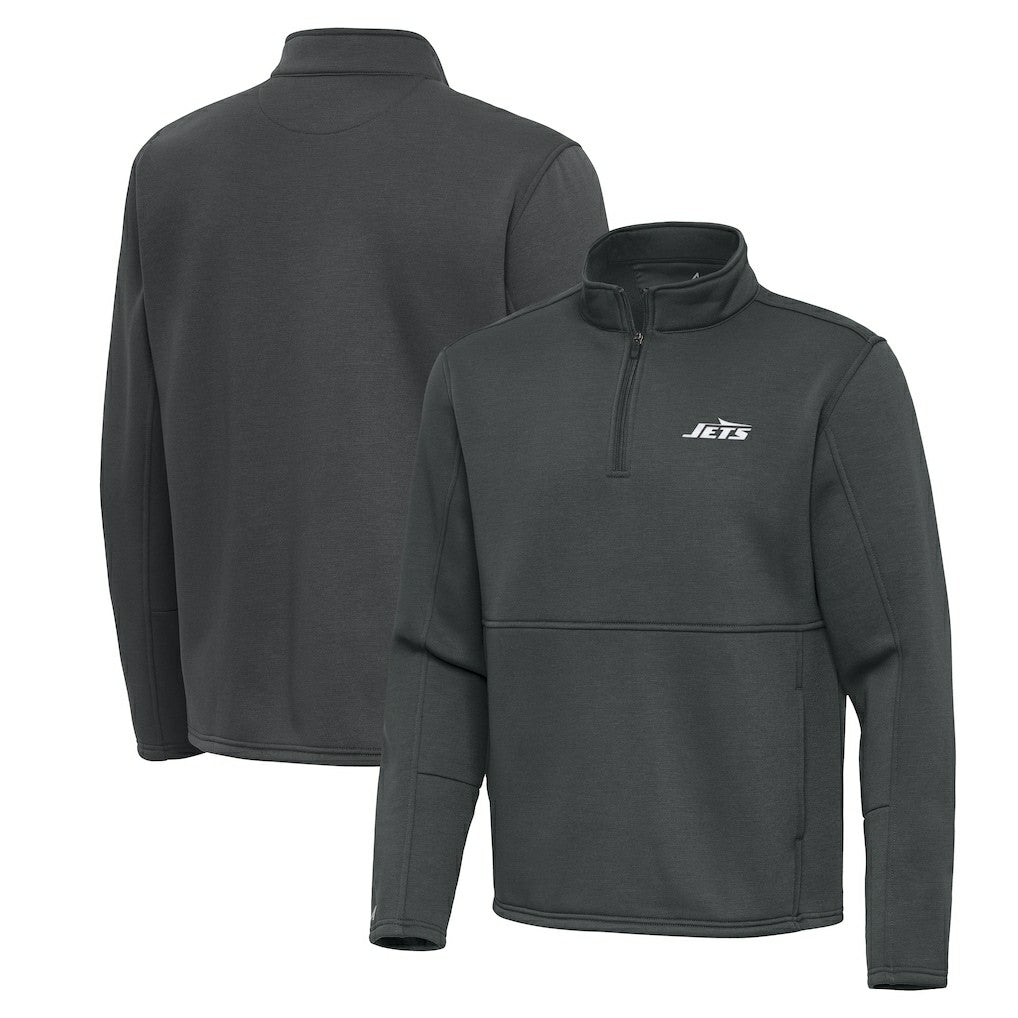New York Jets Antigua Twist Quarter-Zip Pullover Jacket - Pewter Pullover