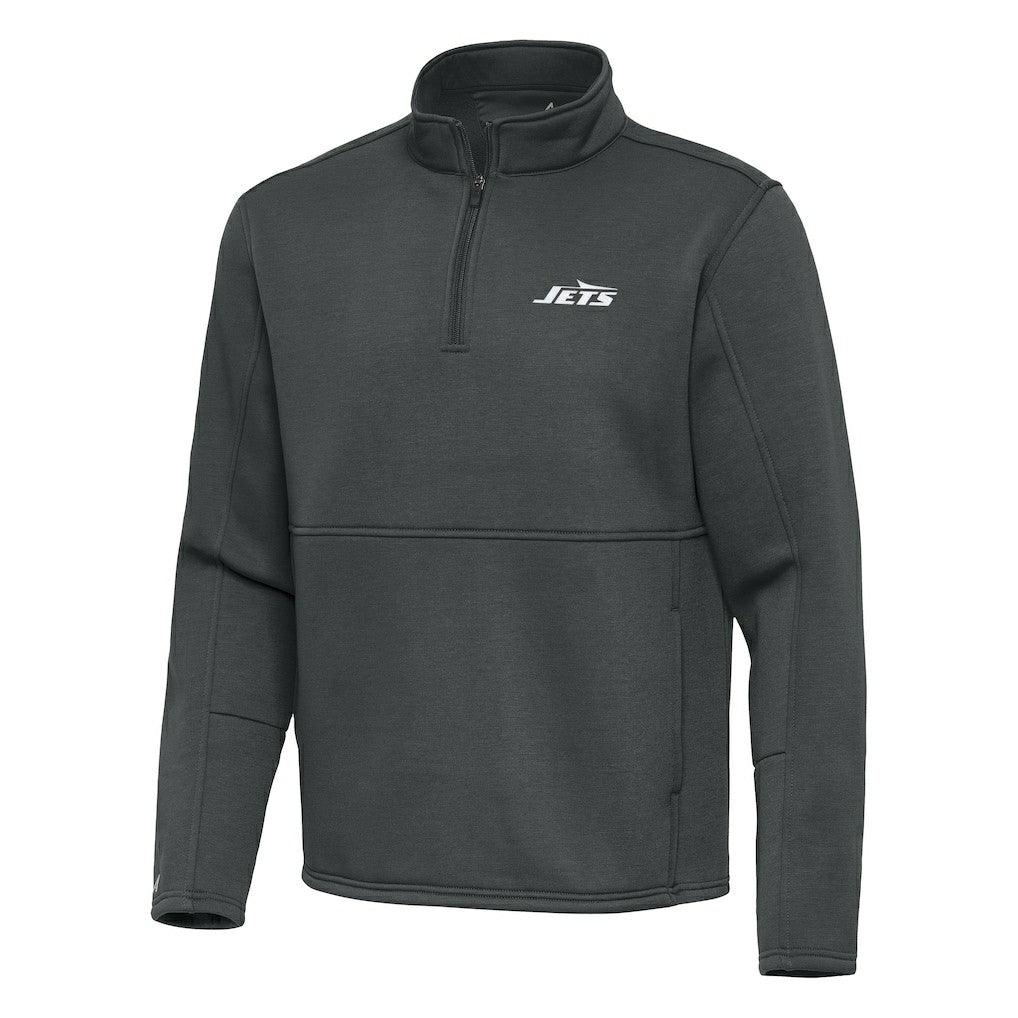 New York Jets Antigua Twist Quarter-Zip Pullover Jacket - Pewter Pullover