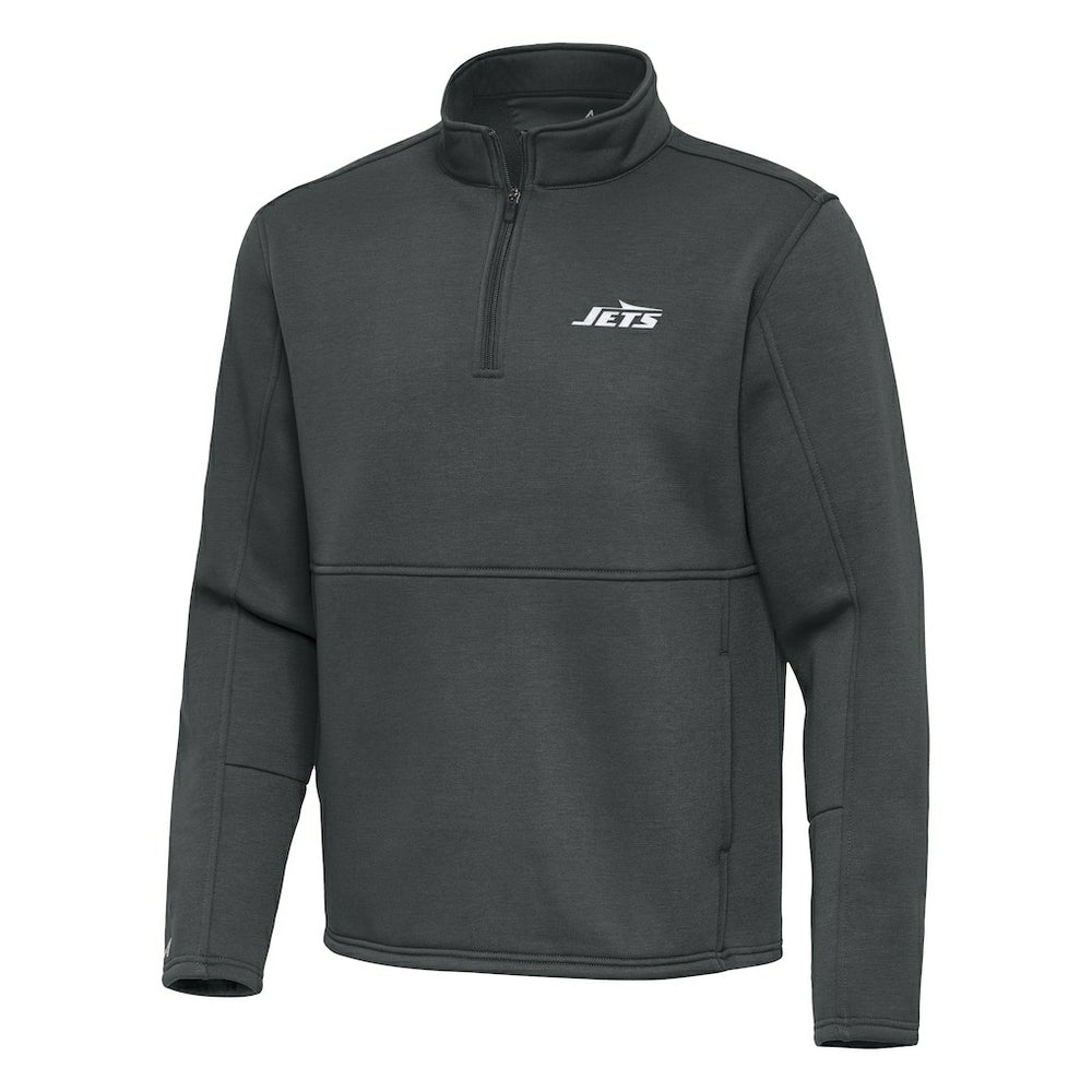 New York Jets Antigua Twist Quarter-Zip Pullover Jacket - Pewter Pullover
