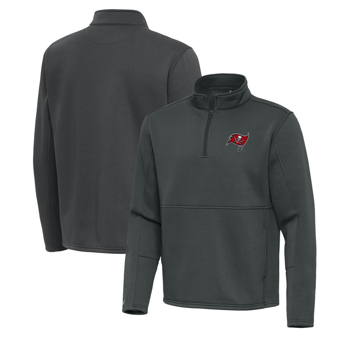 Tampa Bay Buccaneers Antigua Twist Quarter-Zip Pullover Jacket - Pewter Pullover