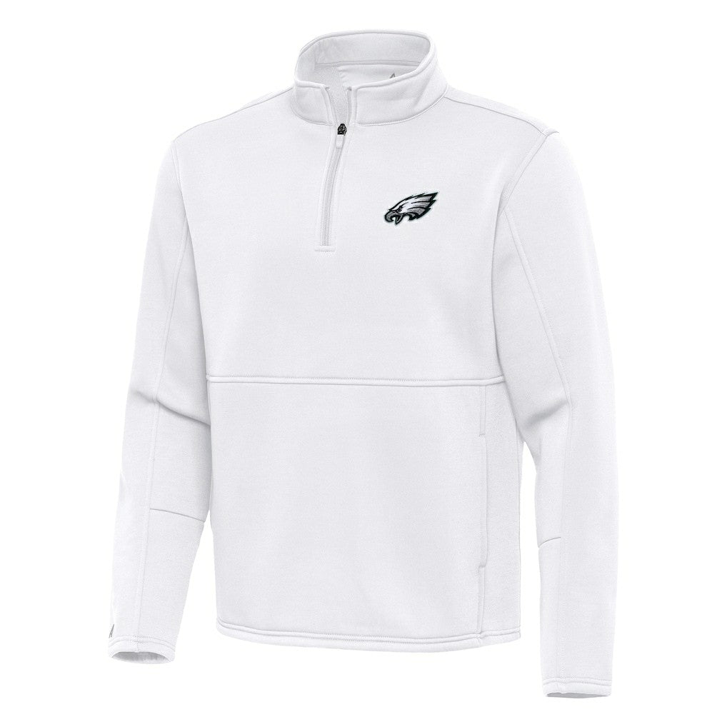 Philadelphia Eagles Antigua Twist Quarter-Zip Pullover Jacket - White Pullover