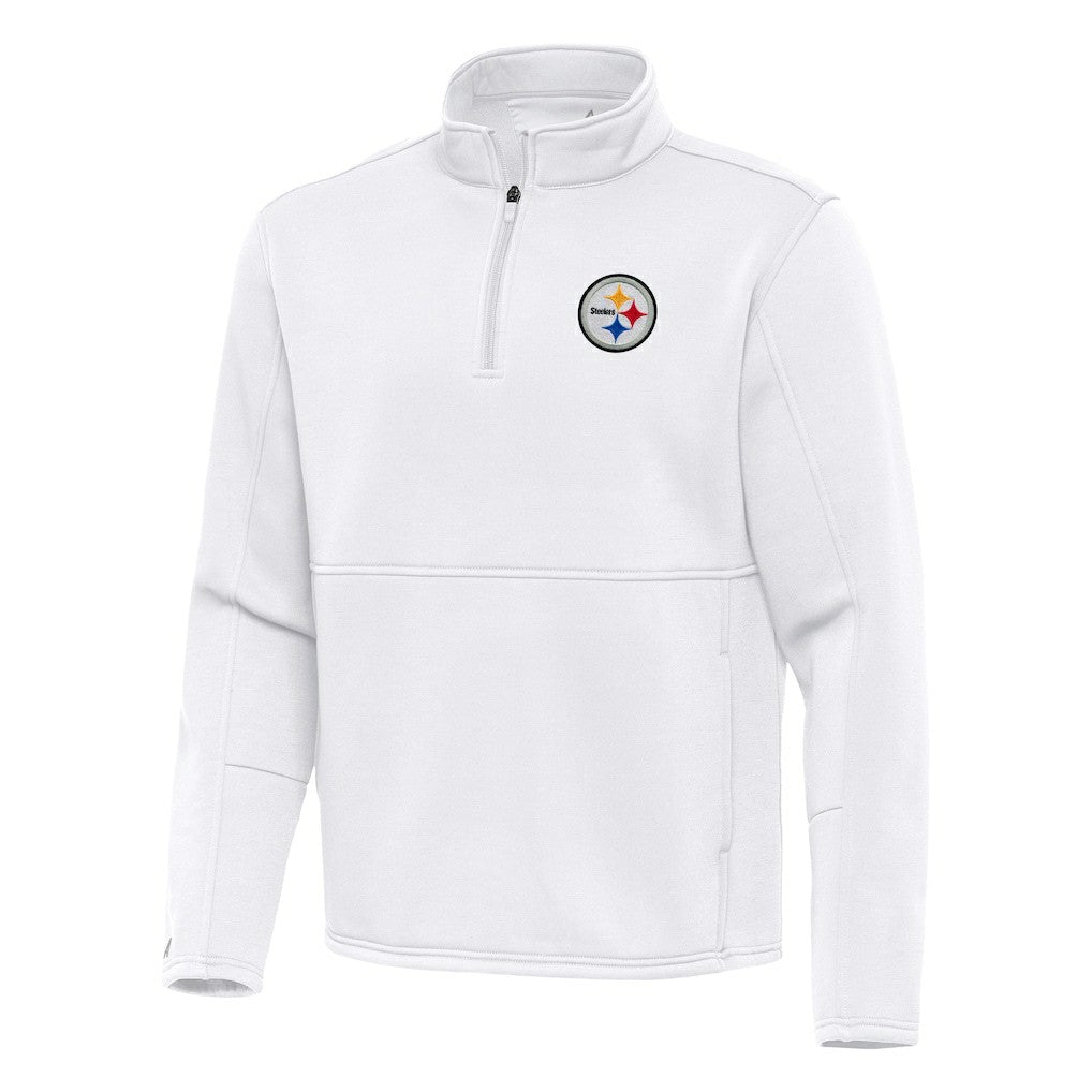Pittsburgh Steelers Antigua Twist Quarter-Zip Pullover Jacket - White Pullover