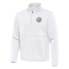 Pittsburgh Steelers Antigua Twist Quarter-Zip Pullover Jacket - White Pullover