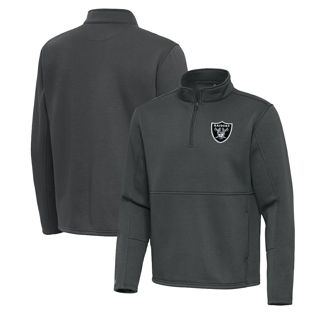 Las Vegas Raiders Antigua Twist Quarter-Zip Pullover Jacket - Pewter Pullover
