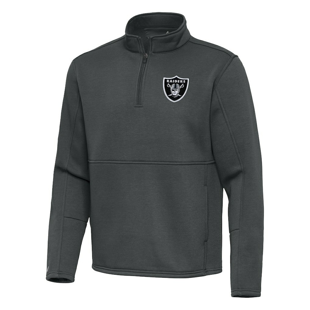 Las Vegas Raiders Antigua Twist Quarter-Zip Pullover Jacket - Pewter Pullover