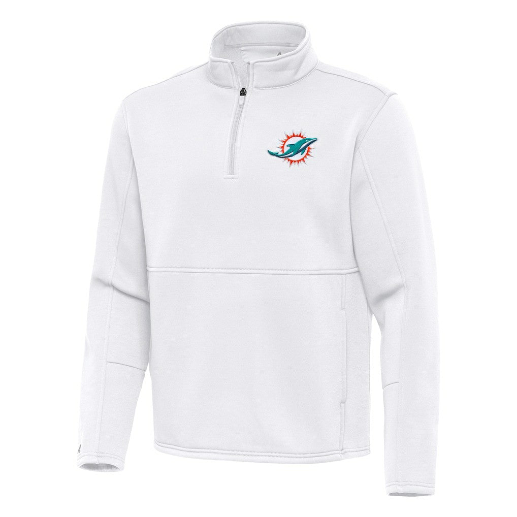Miami Dolphins Antigua Twist Quarter-Zip Pullover Jacket - White Pullover