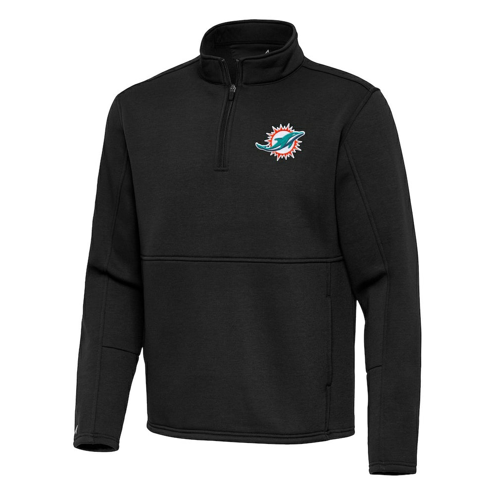 Miami Dolphins Antigua Twist Quarter-Zip Pullover Jacket - Black Pullover
