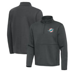 Miami Dolphins Antigua Twist Quarter-Zip Pullover Jacket - Pewter Pullover