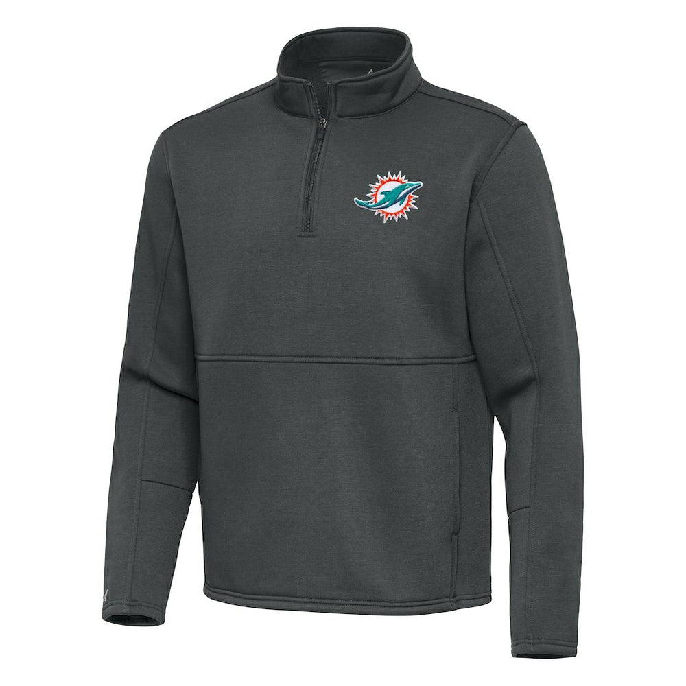 Miami Dolphins Antigua Twist Quarter-Zip Pullover Jacket - Pewter Pullover