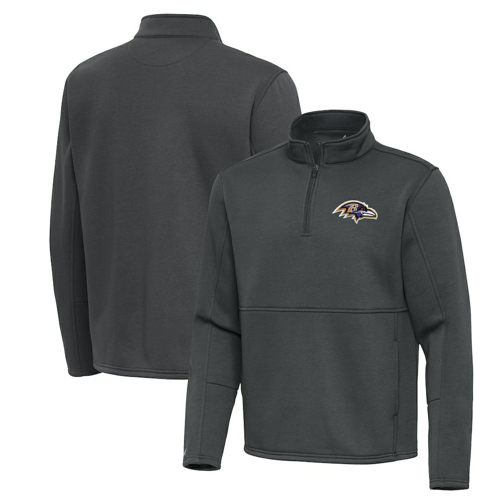 Baltimore Ravens Antigua Twist Quarter-Zip Pullover Jacket - Pewter Pullover
