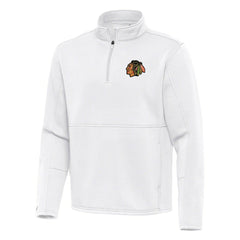 Chicago Blackhawks Antigua Twist Quarter-Zip Pullover Jacket - White | US 202264688