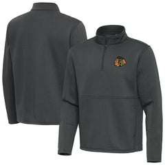 Chicago Blackhawks Antigua Twist Quarter-Zip Pullover Jacket - Pewter | US 202264691