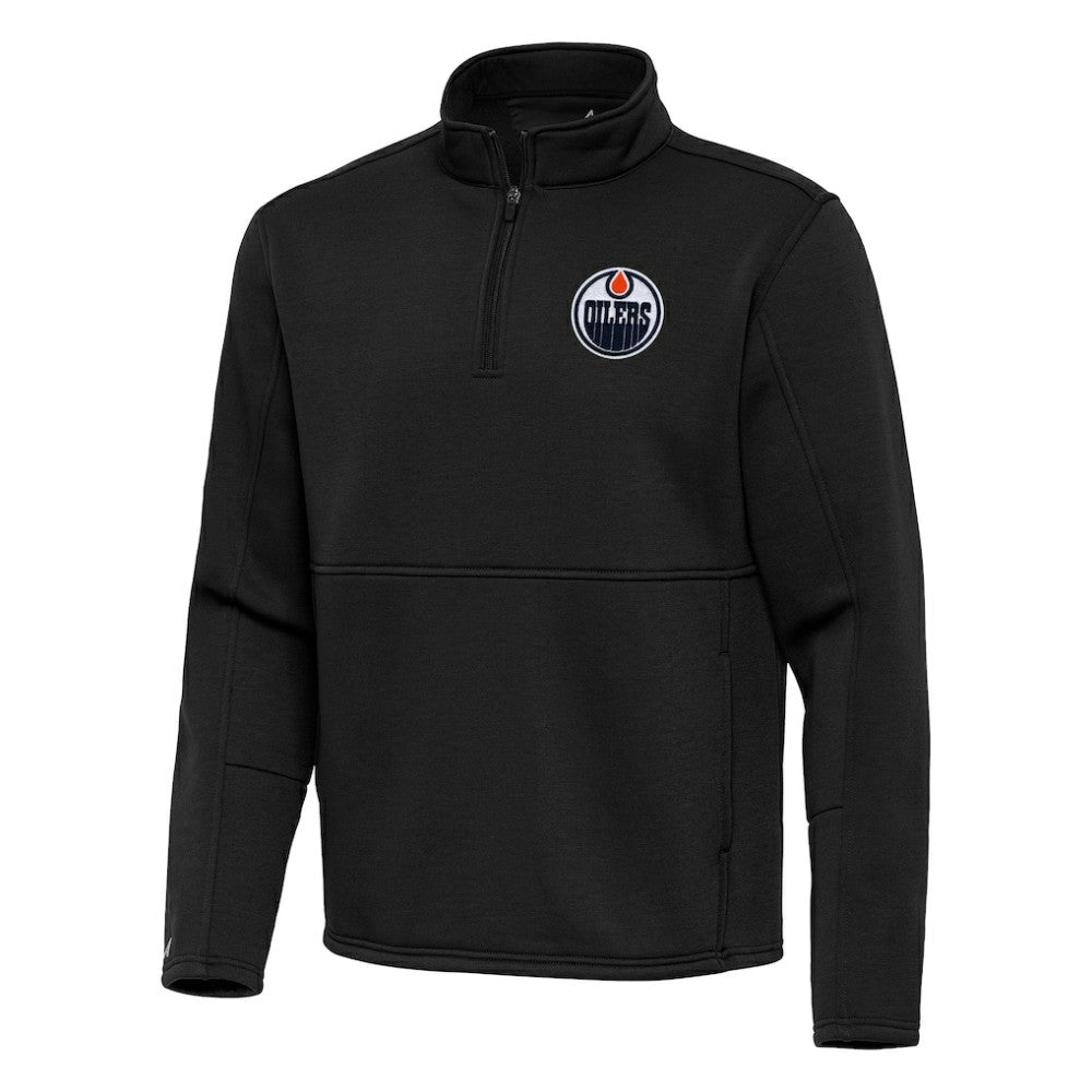 Edmonton Oilers Antigua Twist Quarter-Zip Pullover Jacket - Black | US 202264716