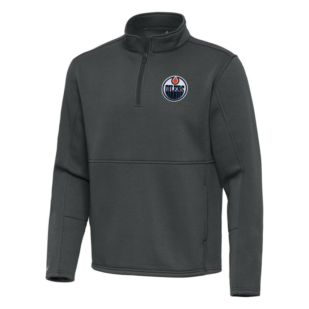Edmonton Oilers Antigua Twist Quarter-Zip Pullover Jacket - Pewter | US 202264718