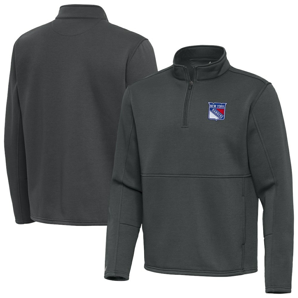 New York Rangers Antigua Twist Quarter-Zip Pullover Jacket - Pewter | US 202264751