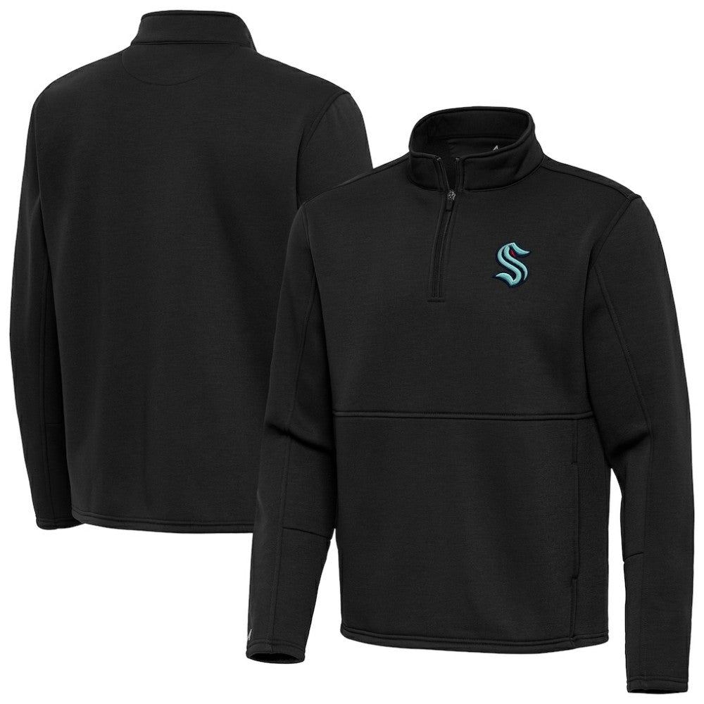 Seattle Kraken Antigua Twist Quarter-Zip Pullover Jacket - Black | US 202264761