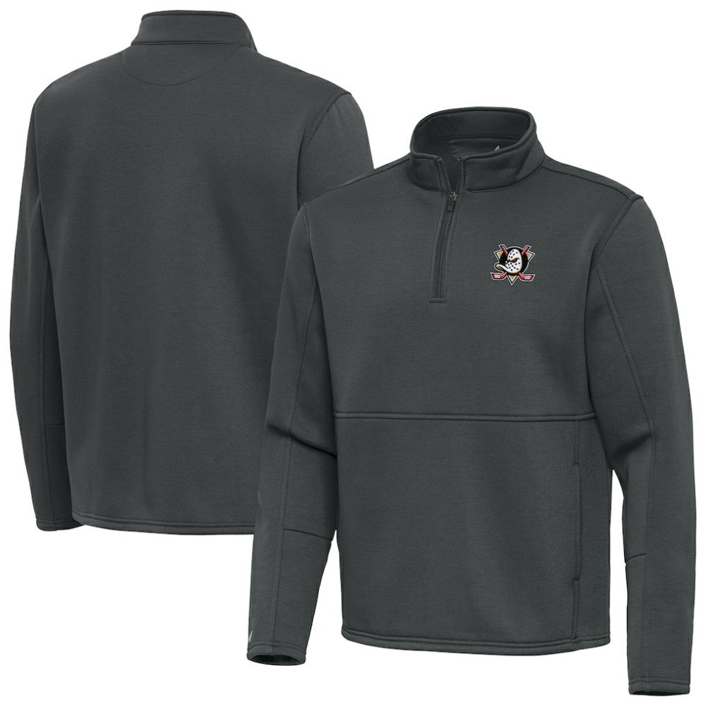 Anaheim Ducks Antigua Twist Quarter-Zip Pullover Jacket - Silver | US 202264767
