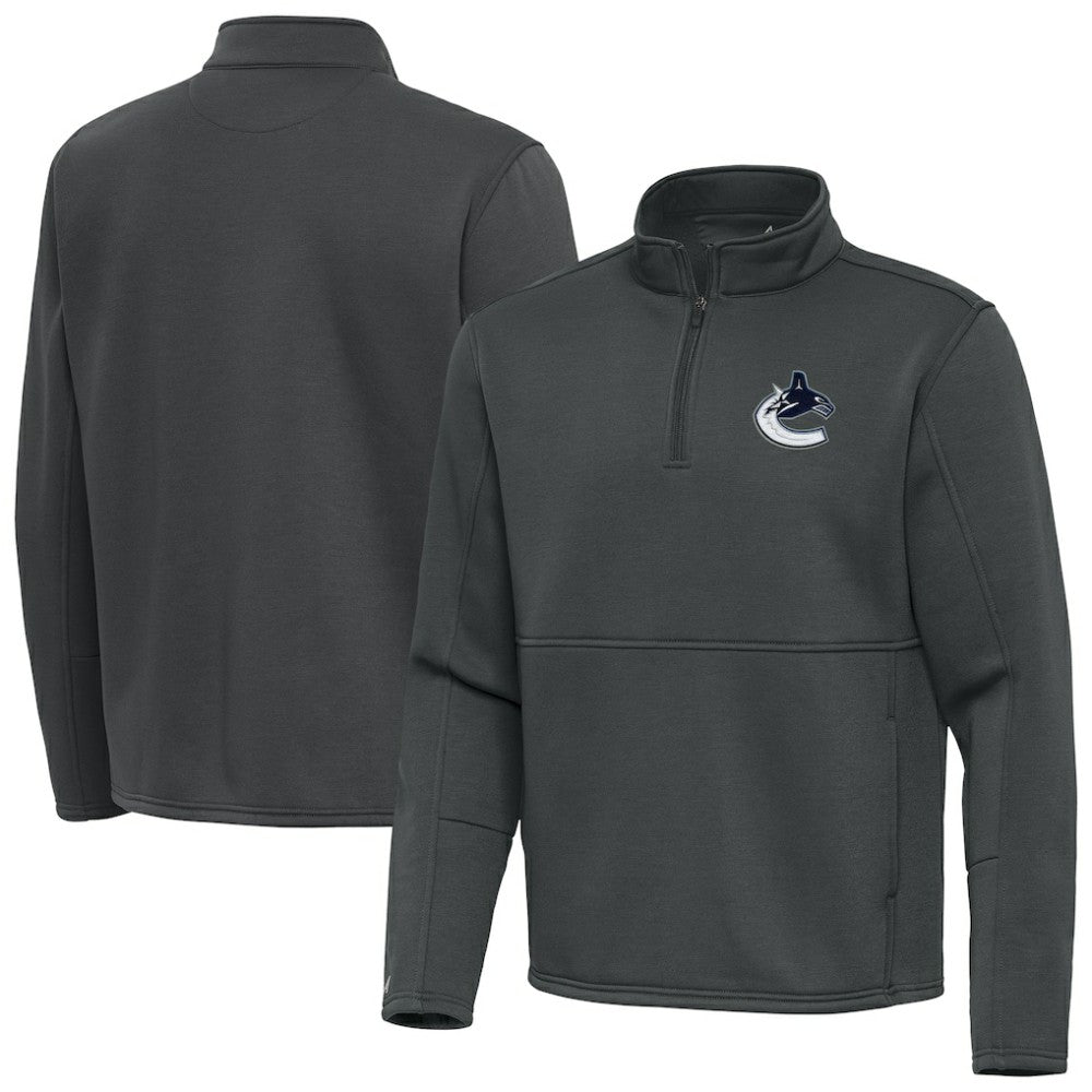 Vancouver Canucks Antigua Twist Quarter-Zip Pullover Jacket - Pewter | US 202264786
