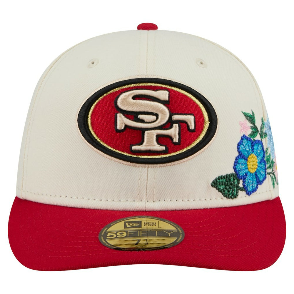 San Francisco 49ers New Era Tonal Floral 59FIFTY Fitted Hat - Cream/Scarlet Hats