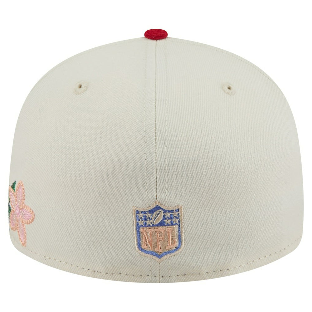 San Francisco 49ers New Era Tonal Floral 59FIFTY Fitted Hat - Cream/Scarlet Hats