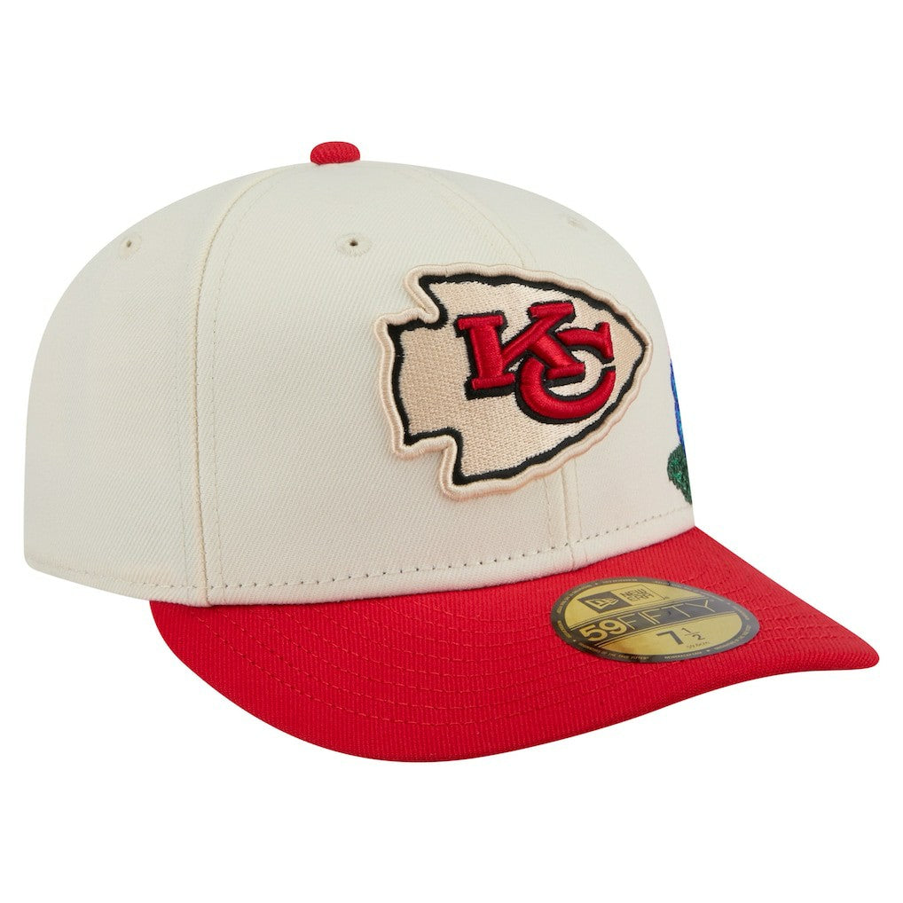 Kansas City Chiefs New Era Tonal Floral 59FIFTY Fitted Hat - Cream/Red Hats