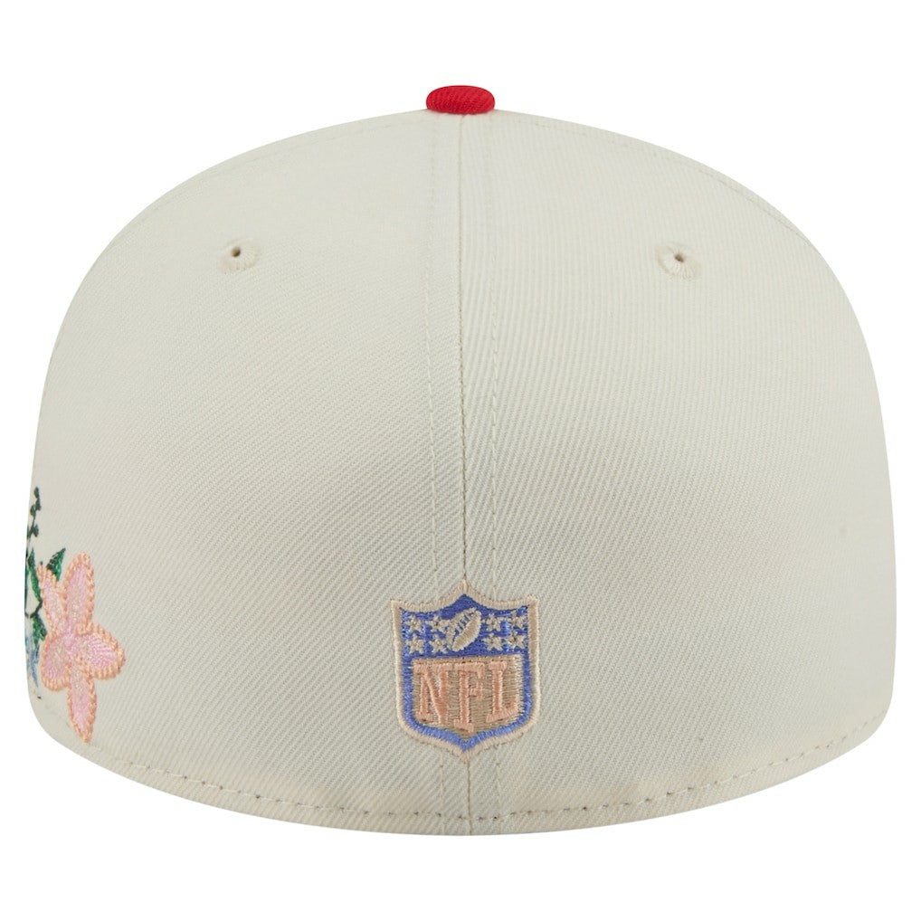 Kansas City Chiefs New Era Tonal Floral 59FIFTY Fitted Hat - Cream/Red Hats