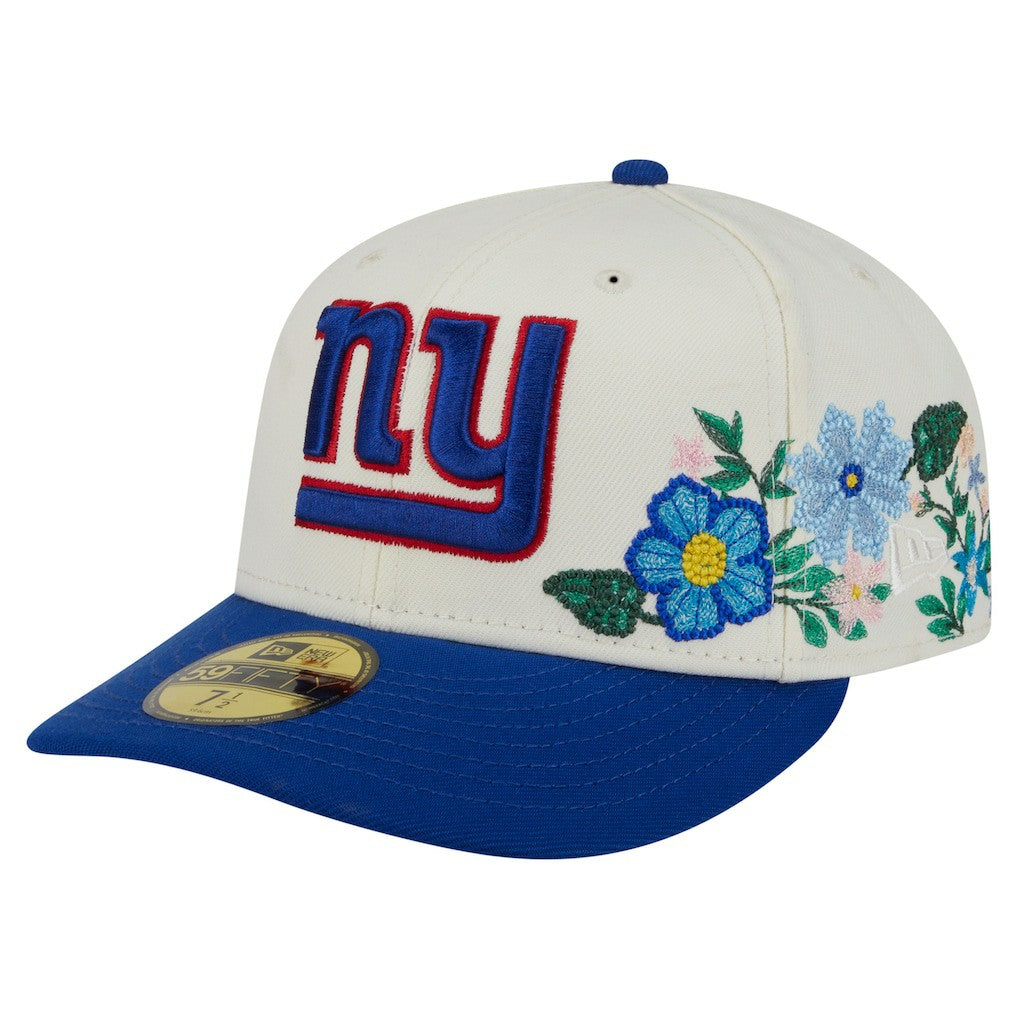 New York Giants New Era Tonal Floral 59FIFTY Fitted Hat - Cream/Royal Hats