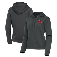 Boston Red Sox Antigua Women's Contemporary Quarter-Zip Hoodie - Pewter Hoodies