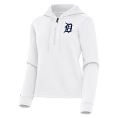 Detroit Tigers Antigua Women's Contemporary Quarter-Zip Hoodie - White Hoodies