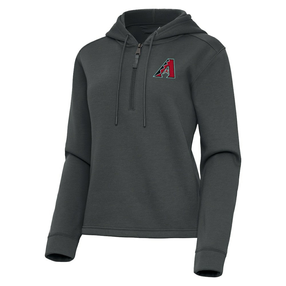 Arizona Diamondbacks Antigua Women's Contemporary Quarter-Zip Hoodie - Pewter Hoodies