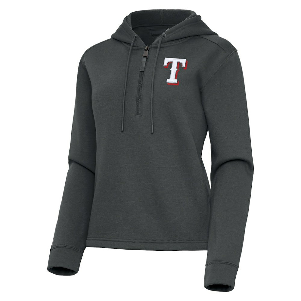 Texas Rangers Antigua Women's Contemporary Quarter-Zip Hoodie - Pewter Hoodies