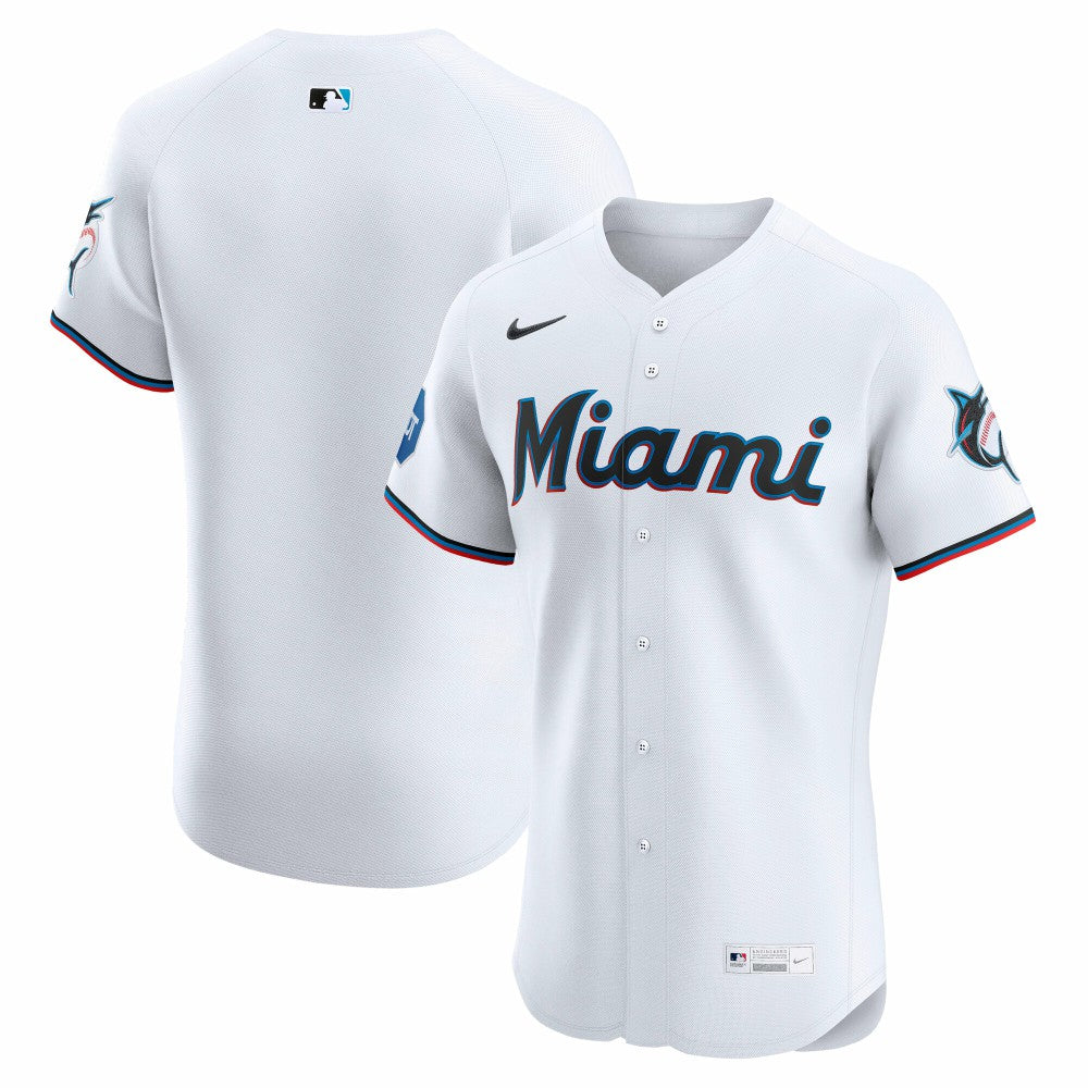Miami Marlins Nike Home Elite Jersey - White Jerseys