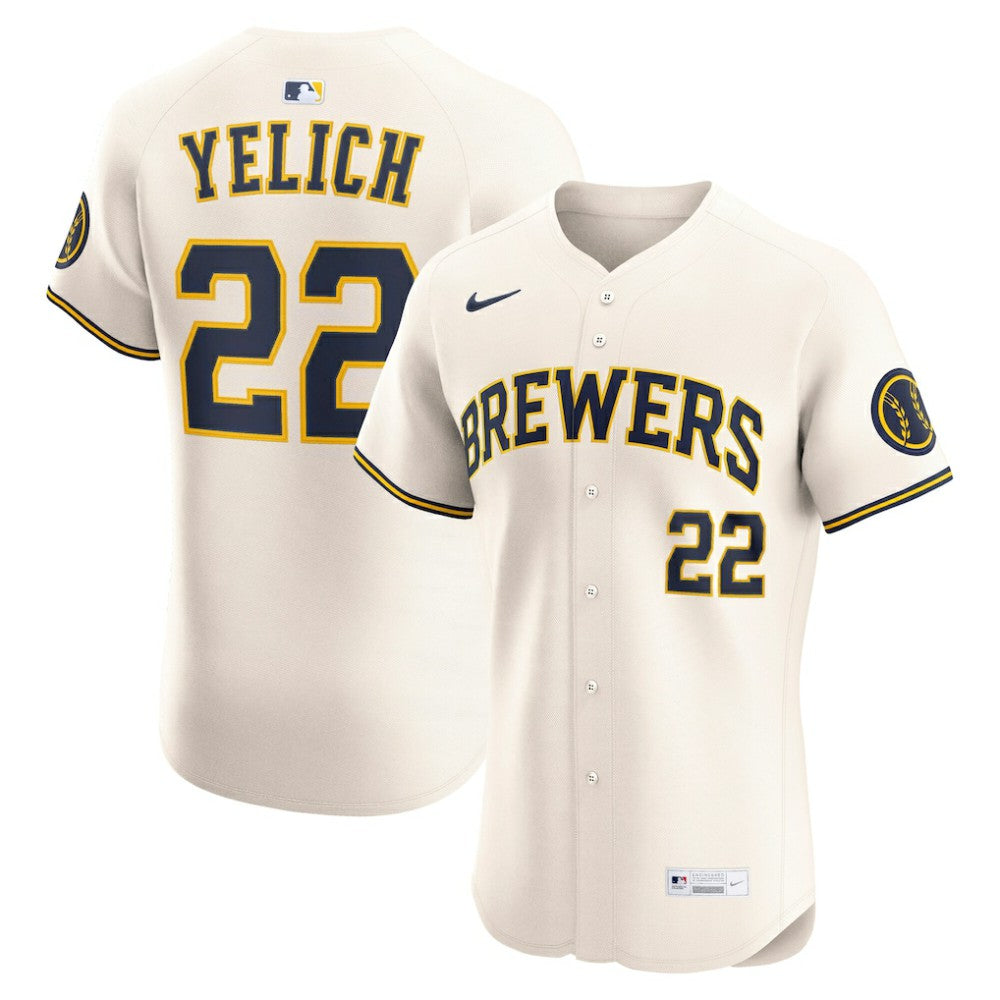 Christian Yelich Milwaukee Brewers Nike Home Elite Player Jersey - Cream Jerseys