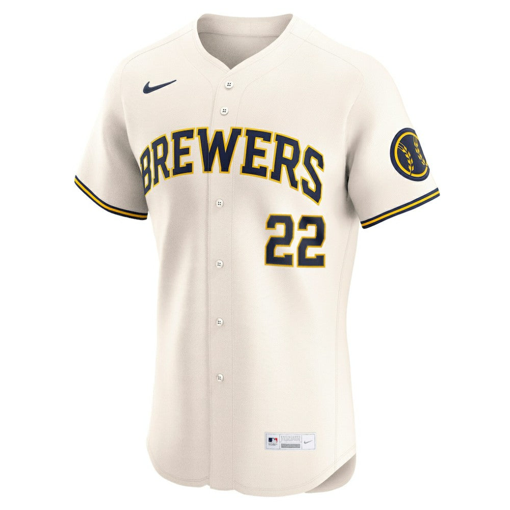 Christian Yelich Milwaukee Brewers Nike Home Elite Player Jersey - Cream Jerseys